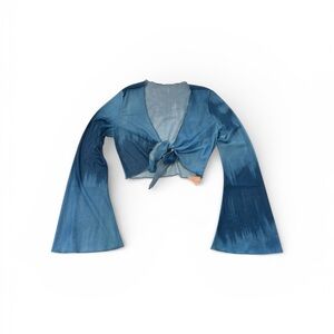 SHESEEWORLD Long Sleeve Sheer Mesh Cover Up Crop Top Y2K | Size S